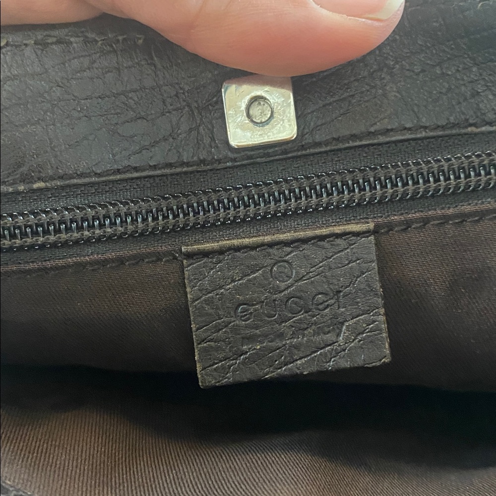 🤎😎Gucci Brown GG Monogram Messenger Tote with Dark Brown Leather Handles😎🤎 - Picture 10 of 16